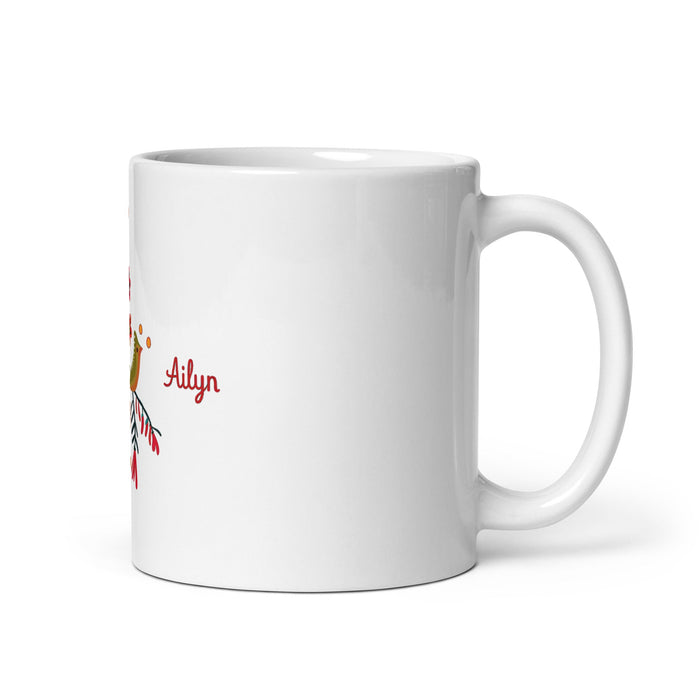 Ailyn Exclusive Name Art Piece Home Office Work Coffee Mug Mexican Spanish Pride Gift Cup One - Of - A - Kind Calligraphy White Glossy Mug | A9 - Mexicada