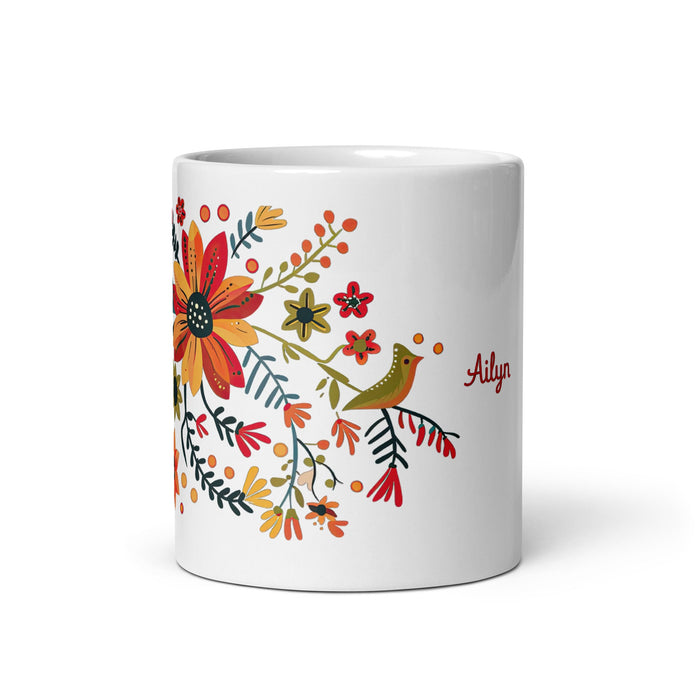 Ailyn Exclusive Name Art Piece Home Office Work Coffee Mug Mexican Spanish Pride Gift Cup One - Of - A - Kind Calligraphy White Glossy Mug | A9 - Mexicada