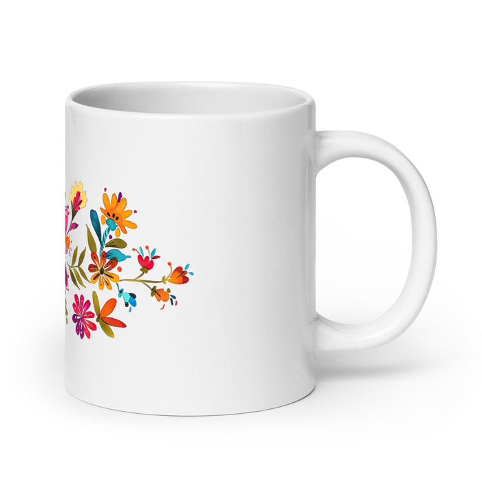 Ainhoa Exclusive Name Art Piece Home Office Work Coffee Mug Mexican Spanish Pride Gift Cup One-Of-A-Kind Calligraphy White Glossy Mug | A1 Mexicada 20 oz