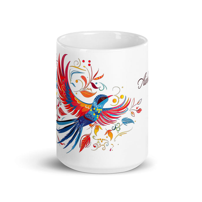 Ainhoa Exclusive Name Art Piece Home Office Work Coffee Mug Mexican Spanish Pride Gift Cup One - Of - A - Kind Calligraphy White Glossy Mug | A10 - Mexicada