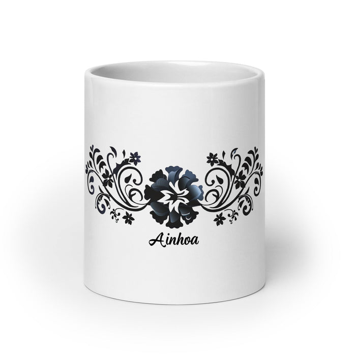 Ainhoa Exclusive Name Art Piece Home Office Work Coffee Mug Mexican Spanish Pride Gift Cup One - Of - A - Kind Calligraphy White Glossy Mug | A12 - Mexicada