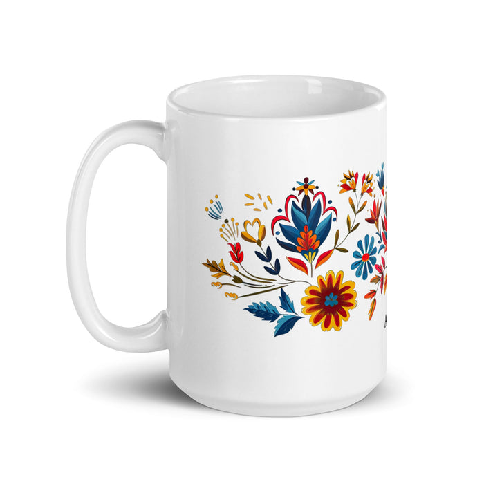 Ainhoa Exclusive Name Art Piece Home Office Work Coffee Mug Mexican Spanish Pride Gift Cup One - Of - A - Kind Calligraphy White Glossy Mug | A14 - Mexicada