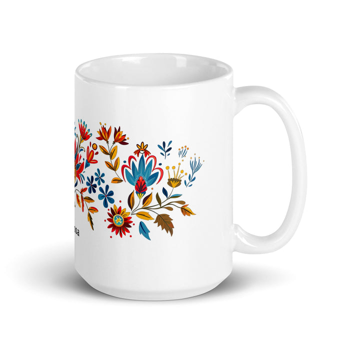 Ainhoa Exclusive Name Art Piece Home Office Work Coffee Mug Mexican Spanish Pride Gift Cup One - Of - A - Kind Calligraphy White Glossy Mug | A14 - Mexicada