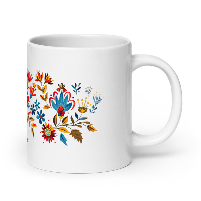 Ainhoa Exclusive Name Art Piece Home Office Work Coffee Mug Mexican Spanish Pride Gift Cup One - Of - A - Kind Calligraphy White Glossy Mug | A14 - Mexicada