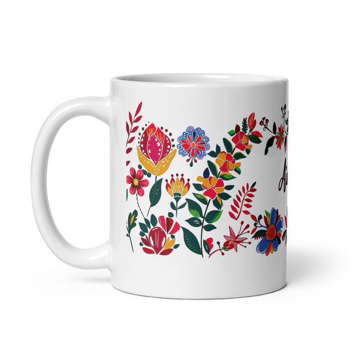 Ainhoa Exclusive Name Art Piece Home Office Work Coffee Mug Mexican Spanish Pride Gift Cup One - Of - A - Kind Calligraphy White Glossy Mug | A15 - Mexicada