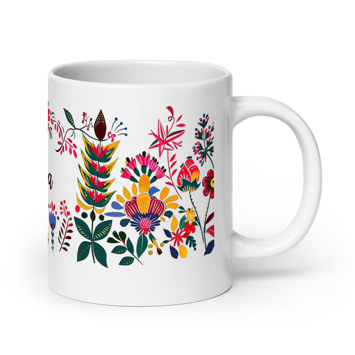 Ainhoa Exclusive Name Art Piece Home Office Work Coffee Mug Mexican Spanish Pride Gift Cup One - Of - A - Kind Calligraphy White Glossy Mug | A15 - Mexicada