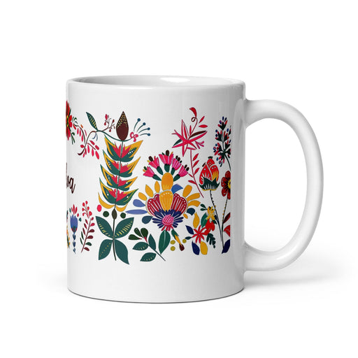 Ainhoa Exclusive Name Art Piece Home Office Work Coffee Mug Mexican Spanish Pride Gift Cup One-Of-A-Kind Calligraphy White Glossy Mug | A15 Mexicada 11 oz