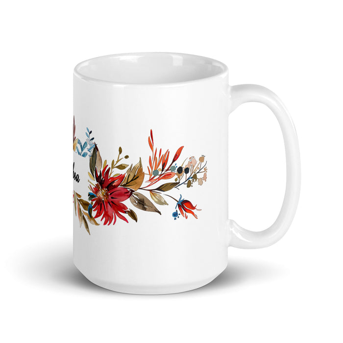 Ainhoa Exclusive Name Art Piece Home Office Work Coffee Mug Mexican Spanish Pride Gift Cup One - Of - A - Kind Calligraphy White Glossy Mug | A17 - Mexicada