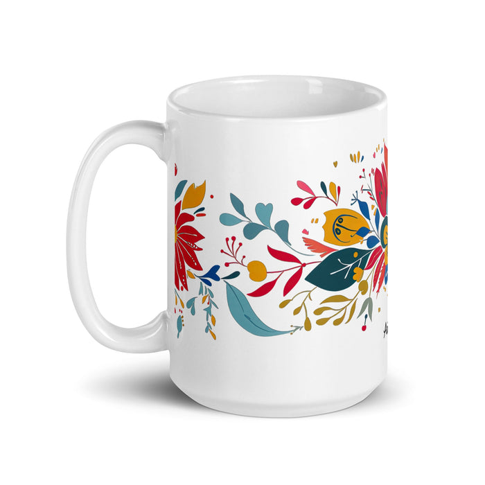 Ainhoa Exclusive Name Art Piece Home Office Work Coffee Mug Mexican Spanish Pride Gift Cup One - Of - A - Kind Calligraphy White Glossy Mug | A2 - Mexicada