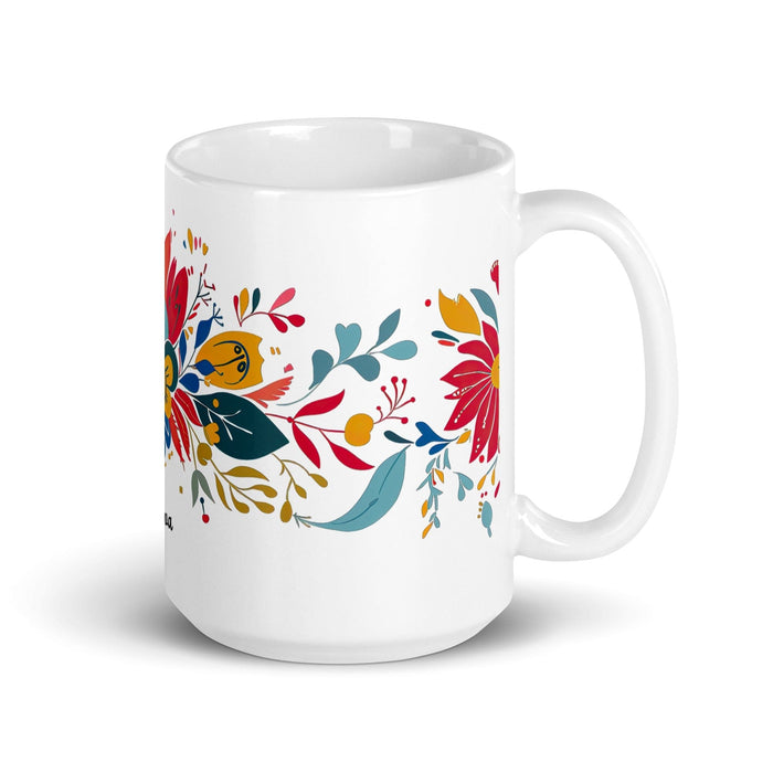 Ainhoa Exclusive Name Art Piece Home Office Work Coffee Mug Mexican Spanish Pride Gift Cup One-Of-A-Kind Calligraphy White Glossy Mug | A2 Mexicada 15 oz