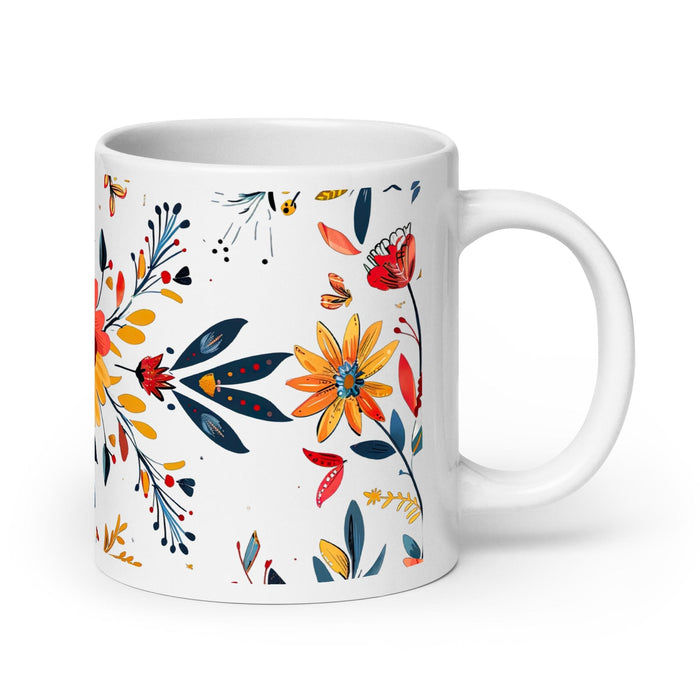 Ainhoa Exclusive Name Art Piece Home Office Work Coffee Mug Mexican Spanish Pride Gift Cup One-Of-A-Kind Calligraphy White Glossy Mug | A5 Mexicada 20 oz