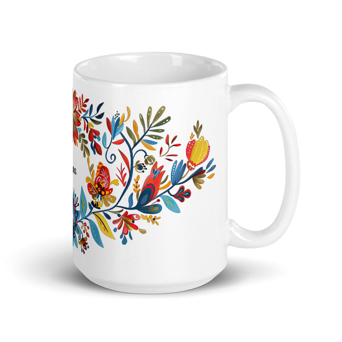 Ainhoa Exclusive Name Art Piece Home Office Work Coffee Mug Mexican Spanish Pride Gift Cup One - Of - A - Kind Calligraphy White Glossy Mug | A7 - Mexicada