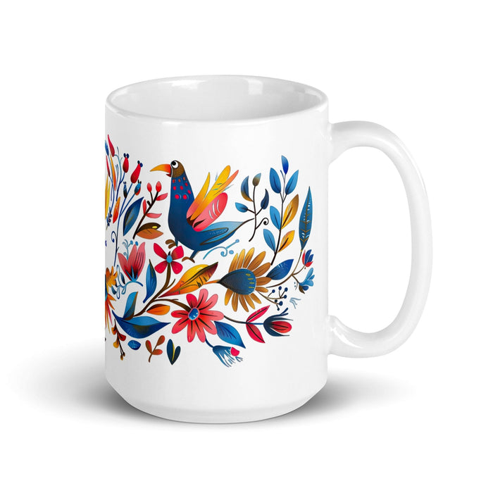 Ainhoa Exclusive Name Art Piece Home Office Work Coffee Mug Mexican Spanish Pride Gift Cup One-Of-A-Kind Calligraphy White Glossy Mug | A9 Mexicada 15 oz