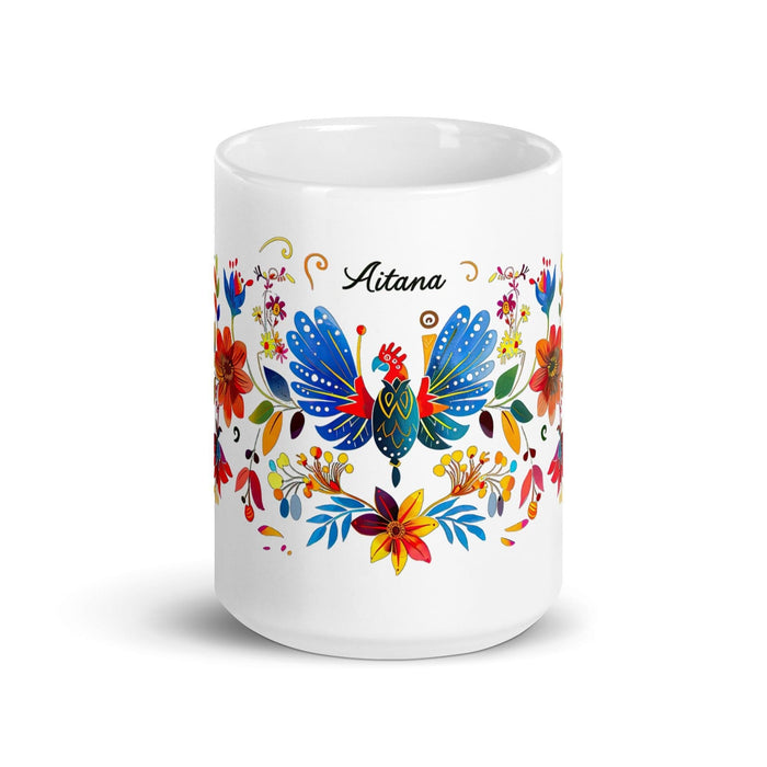 Aitana Exclusive Name Art Piece Home Office Work Coffee Mug Mexican Spanish Pride Gift Cup One-Of-A-Kind Calligraphy White Glossy Mug | A1 Mexicada