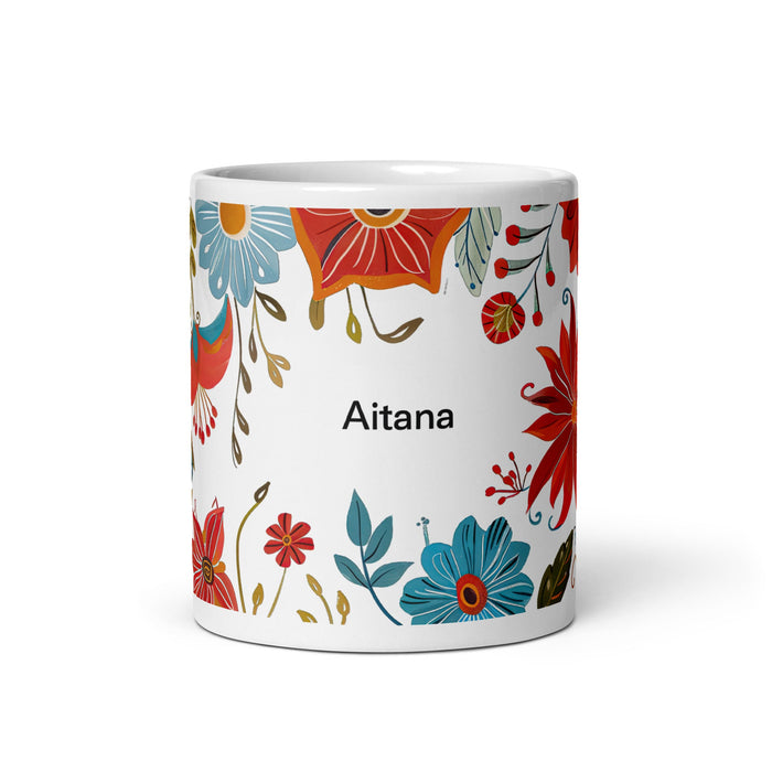 Aitana Exclusive Name Art Piece Home Office Work Coffee Mug Mexican Spanish Pride Gift Cup One - Of - A - Kind Calligraphy White Glossy Mug | A10 - Mexicada