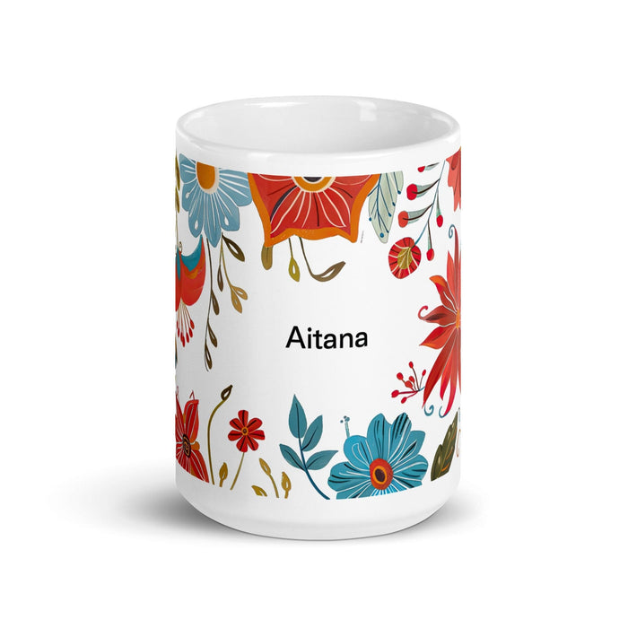 Aitana Exclusive Name Art Piece Home Office Work Coffee Mug Mexican Spanish Pride Gift Cup One-Of-A-Kind Calligraphy White Glossy Mug | A10 Mexicada