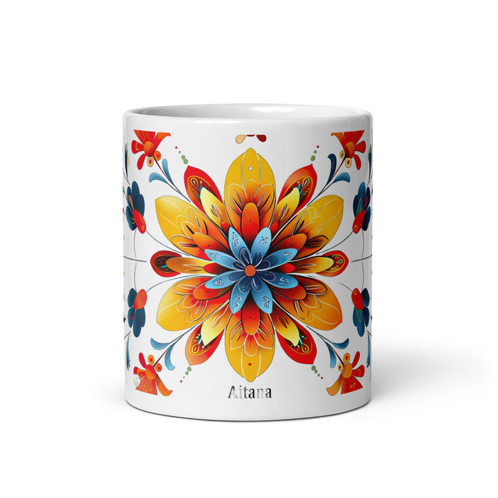 Aitana Exclusive Name Art Piece Home Office Work Coffee Mug Mexican Spanish Pride Gift Cup One - Of - A - Kind Calligraphy White Glossy Mug | A11 - Mexicada