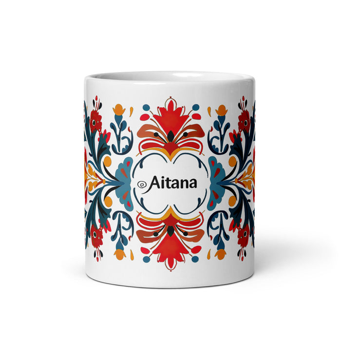 Aitana Exclusive Name Art Piece Home Office Work Coffee Mug Mexican Spanish Pride Gift Cup One - Of - A - Kind Calligraphy White Glossy Mug | A12 - Mexicada