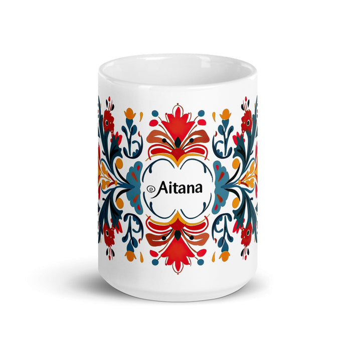 Aitana Exclusive Name Art Piece Home Office Work Coffee Mug Mexican Spanish Pride Gift Cup One-Of-A-Kind Calligraphy White Glossy Mug | A12 Mexicada