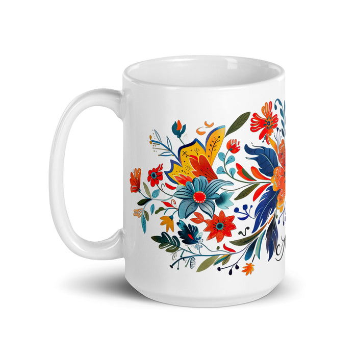 Aitana Exclusive Name Art Piece Home Office Work Coffee Mug Mexican Spanish Pride Gift Cup One - Of - A - Kind Calligraphy White Glossy Mug | A14 - Mexicada