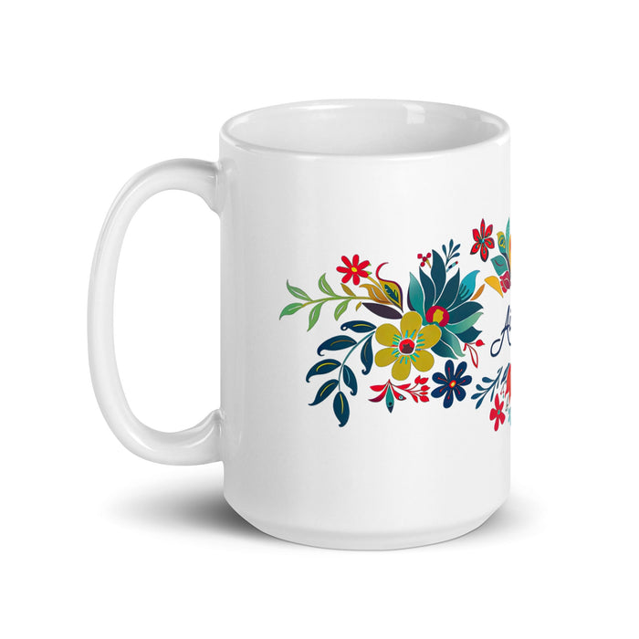 Aitana Exclusive Name Art Piece Home Office Work Coffee Mug Mexican Spanish Pride Gift Cup One - Of - A - Kind Calligraphy White Glossy Mug | A15 - Mexicada