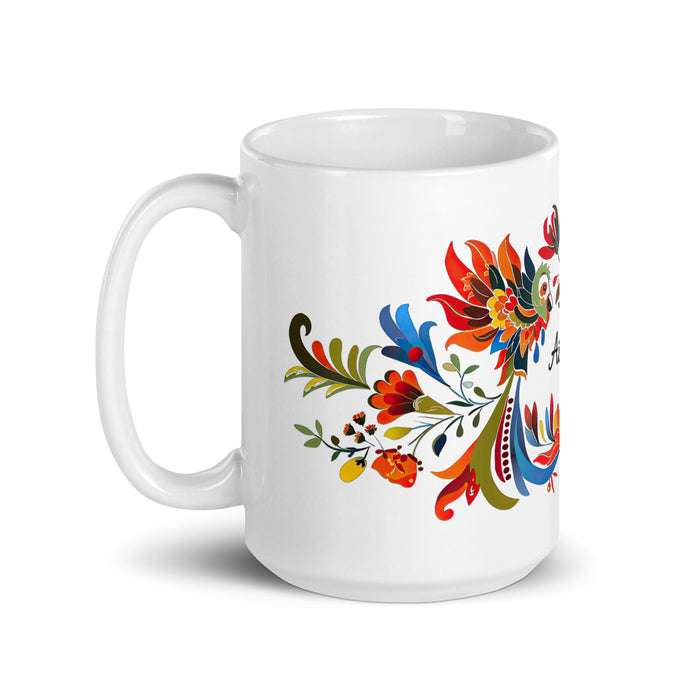 Aitana Exclusive Name Art Piece Home Office Work Coffee Mug Mexican Spanish Pride Gift Cup One - Of - A - Kind Calligraphy White Glossy Mug | A16 - Mexicada