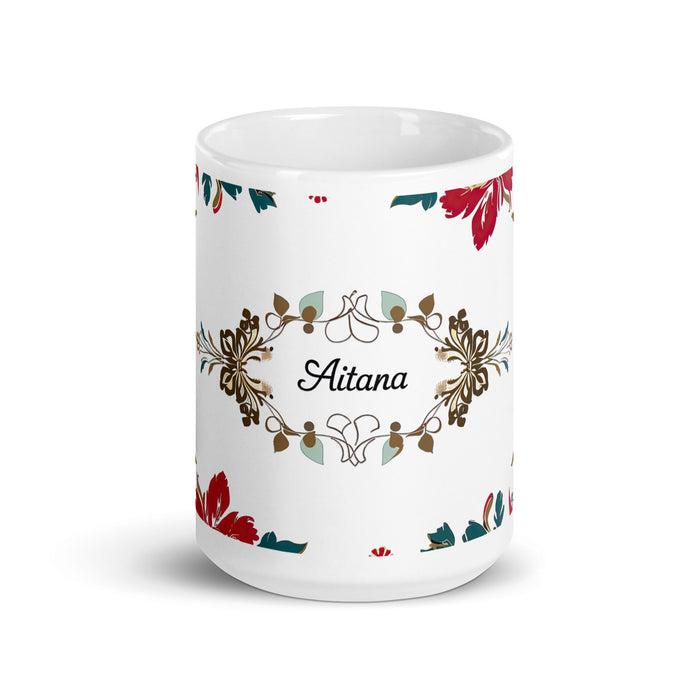 Aitana Exclusive Name Art Piece Home Office Work Coffee Mug Mexican Spanish Pride Gift Cup One - Of - A - Kind Calligraphy White Glossy Mug | A18 - Mexicada