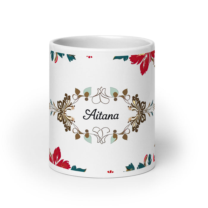 Aitana Exclusive Name Art Piece Home Office Work Coffee Mug Mexican Spanish Pride Gift Cup One-Of-A-Kind Calligraphy White Glossy Mug | A18 Mexicada