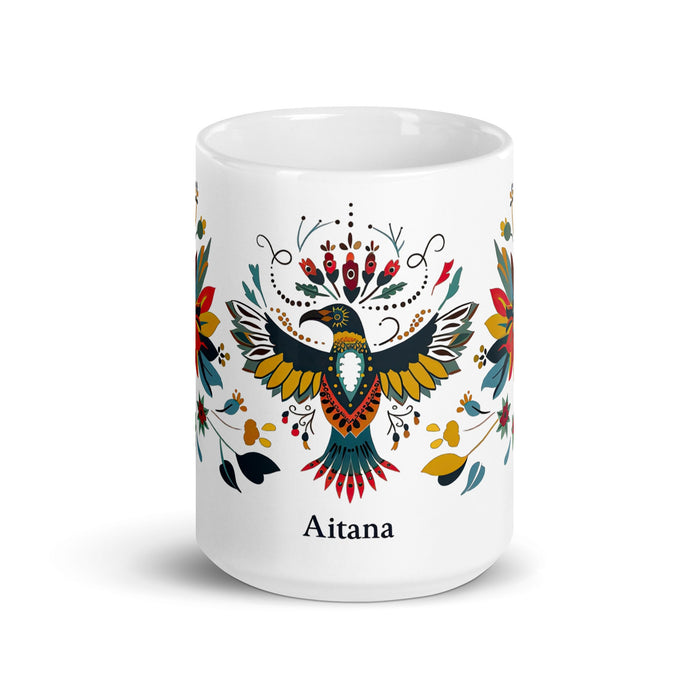 Aitana Exclusive Name Art Piece Home Office Work Coffee Mug Mexican Spanish Pride Gift Cup One - Of - A - Kind Calligraphy White Glossy Mug | A19 - Mexicada