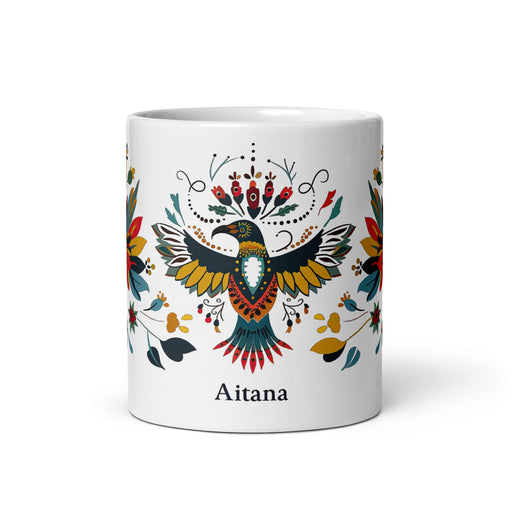 Aitana Exclusive Name Art Piece Home Office Work Coffee Mug Mexican Spanish Pride Gift Cup One - Of - A - Kind Calligraphy White Glossy Mug | A19 - Mexicada