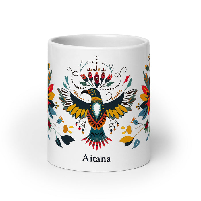 Aitana Exclusive Name Art Piece Home Office Work Coffee Mug Mexican Spanish Pride Gift Cup One - Of - A - Kind Calligraphy White Glossy Mug | A19 - Mexicada