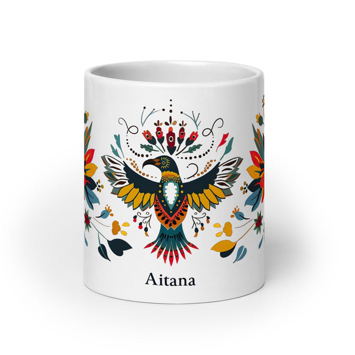 Aitana Exclusive Name Art Piece Home Office Work Coffee Mug Mexican Spanish Pride Gift Cup One-Of-A-Kind Calligraphy White Glossy Mug | A19 Mexicada