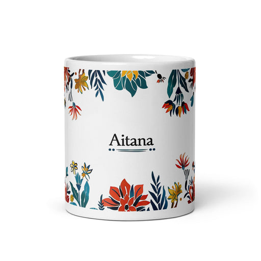 Aitana Exclusive Name Art Piece Home Office Work Coffee Mug Mexican Spanish Pride Gift Cup One-Of-A-Kind Calligraphy White Glossy Mug | A2 Mexicada