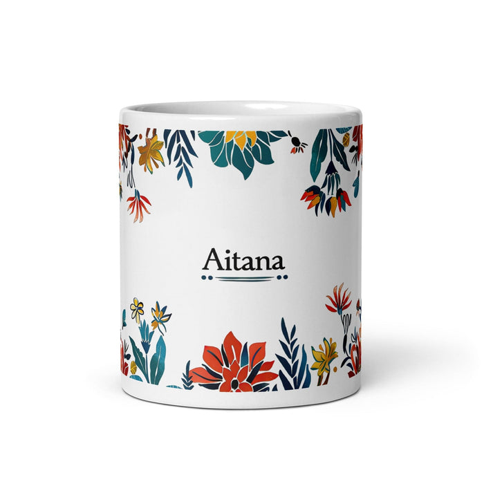 Aitana Exclusive Name Art Piece Home Office Work Coffee Mug Mexican Spanish Pride Gift Cup One-Of-A-Kind Calligraphy White Glossy Mug | A2 Mexicada