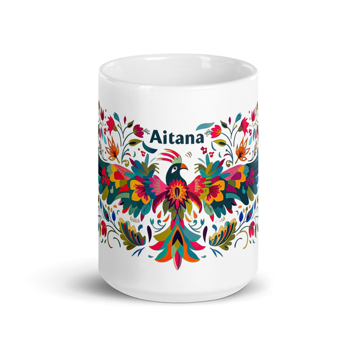 Aitana Exclusive Name Art Piece Home Office Work Coffee Mug Mexican Spanish Pride Gift Cup One-Of-A-Kind Calligraphy White Glossy Mug | A20 Mexicada