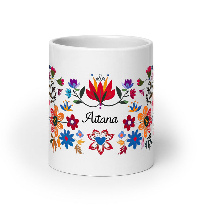 Aitana Exclusive Name Art Piece Home Office Work Coffee Mug Mexican Spanish Pride Gift Cup One-Of-A-Kind Calligraphy White Glossy Mug | A23 Mexicada