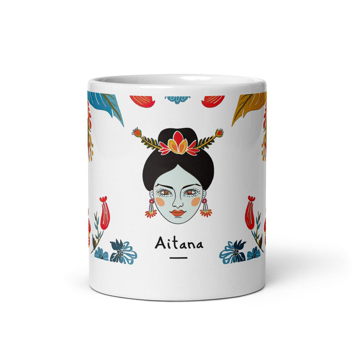 Aitana Exclusive Name Art Piece Home Office Work Coffee Mug Mexican Spanish Pride Gift Cup One-Of-A-Kind Calligraphy White Glossy Mug | A24 Mexicada