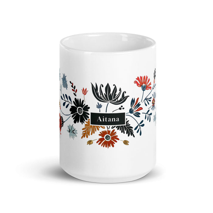 Aitana Exclusive Name Art Piece Home Office Work Coffee Mug Mexican Spanish Pride Gift Cup One - Of - A - Kind Calligraphy White Glossy Mug | A29 - Mexicada