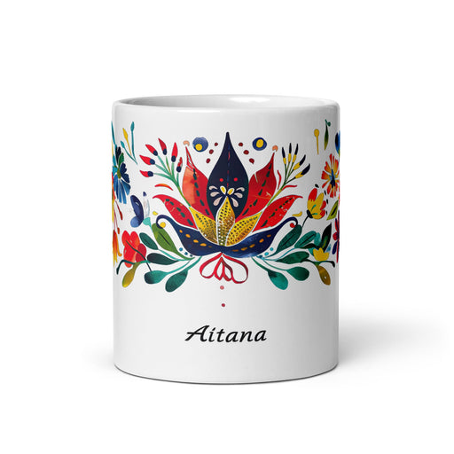 Aitana Exclusive Name Art Piece Home Office Work Coffee Mug Mexican Spanish Pride Gift Cup One - Of - A - Kind Calligraphy White Glossy Mug | A3 - Mexicada