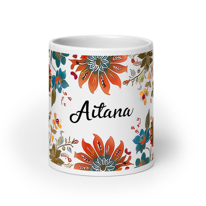 Aitana Exclusive Name Art Piece Home Office Work Coffee Mug Mexican Spanish Pride Gift Cup One - Of - A - Kind Calligraphy White Glossy Mug | A30 - Mexicada