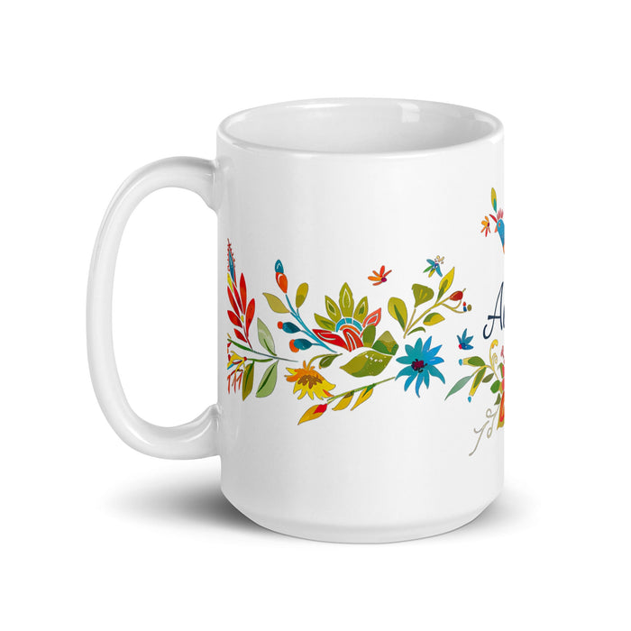 Aitana Exclusive Name Art Piece Home Office Work Coffee Mug Mexican Spanish Pride Gift Cup One - Of - A - Kind Calligraphy White Glossy Mug | A31 - Mexicada