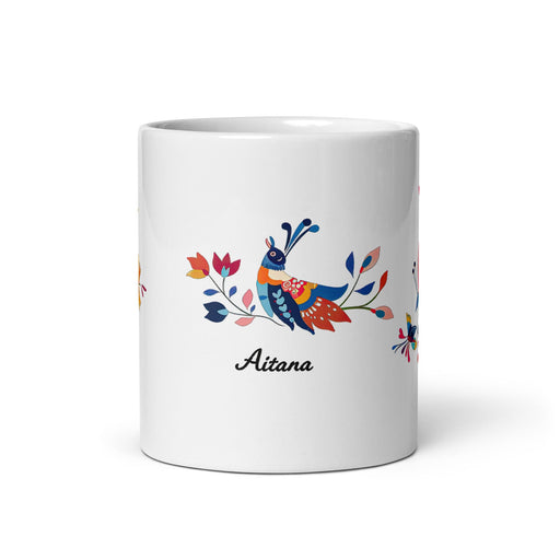 Aitana Exclusive Name Art Piece Home Office Work Coffee Mug Mexican Spanish Pride Gift Cup One - Of - A - Kind Calligraphy White Glossy Mug | A32 - Mexicada