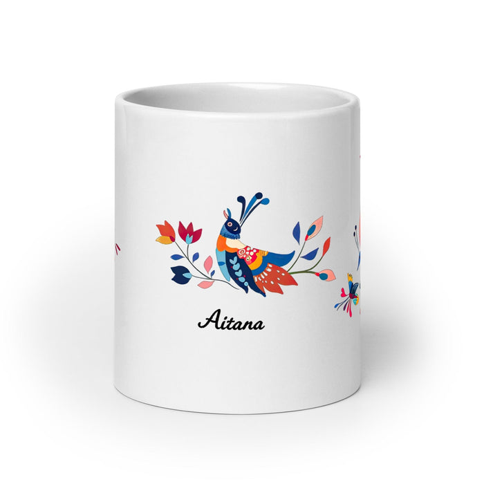 Aitana Exclusive Name Art Piece Home Office Work Coffee Mug Mexican Spanish Pride Gift Cup One-Of-A-Kind Calligraphy White Glossy Mug | A32 Mexicada