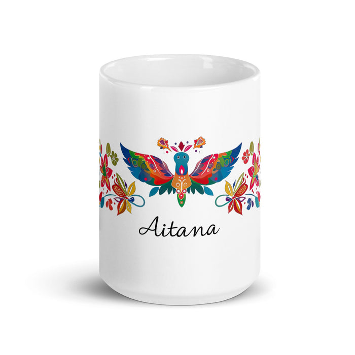 Aitana Exclusive Name Art Piece Home Office Work Coffee Mug Mexican Spanish Pride Gift Cup One - Of - A - Kind Calligraphy White Glossy Mug | A33 - Mexicada