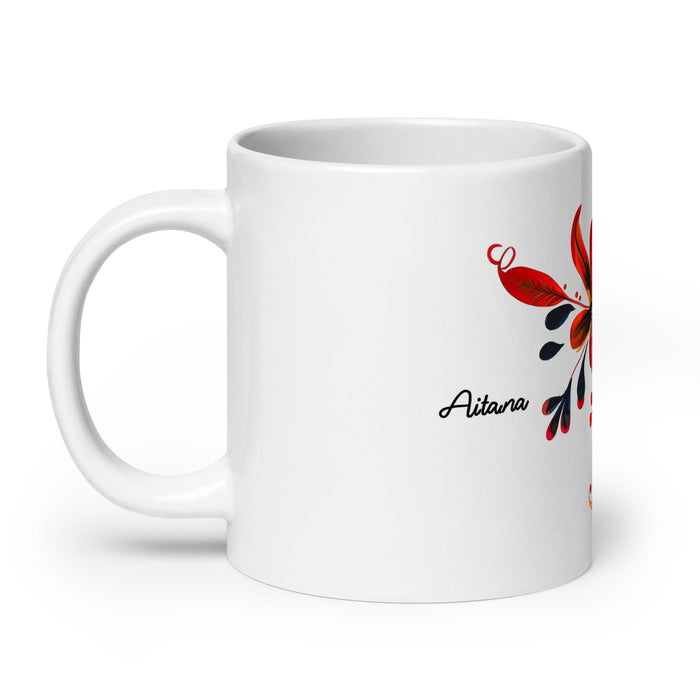 Aitana Exclusive Name Art Piece Home Office Work Coffee Mug Mexican Spanish Pride Gift Cup One - Of - A - Kind Calligraphy White Glossy Mug | A37 - Mexicada