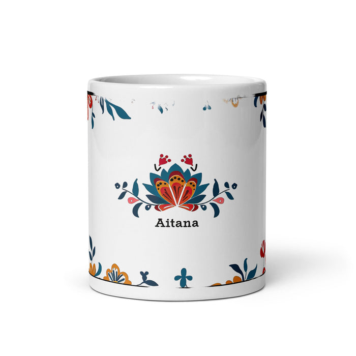 Aitana Exclusive Name Art Piece Home Office Work Coffee Mug Mexican Spanish Pride Gift Cup One - Of - A - Kind Calligraphy White Glossy Mug | A39 - Mexicada