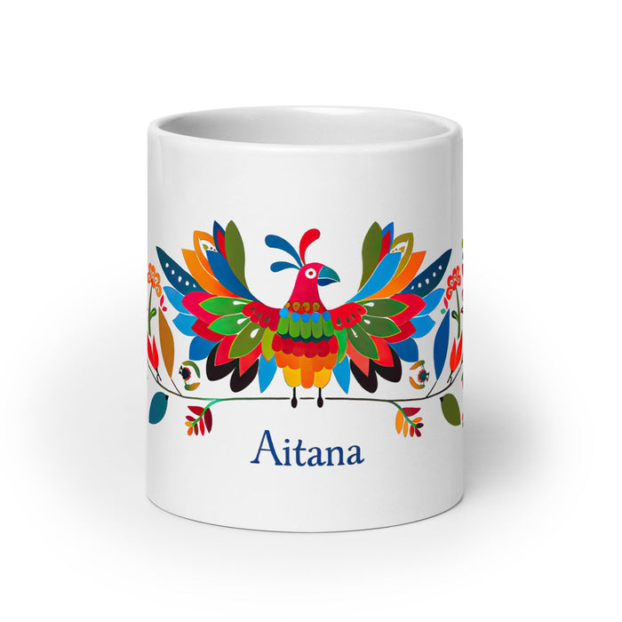 Aitana Exclusive Name Art Piece Home Office Work Coffee Mug Mexican Spanish Pride Gift Cup One - Of - A - Kind Calligraphy White Glossy Mug | A4 - Mexicada