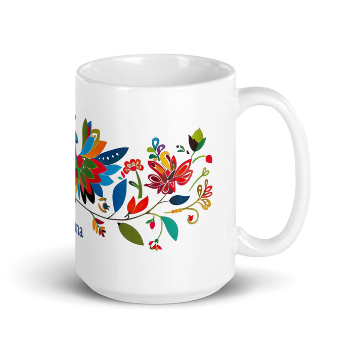 Aitana Exclusive Name Art Piece Home Office Work Coffee Mug Mexican Spanish Pride Gift Cup One-Of-A-Kind Calligraphy White Glossy Mug | A4 Mexicada 15 oz