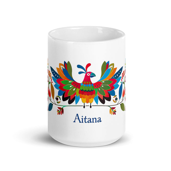 Aitana Exclusive Name Art Piece Home Office Work Coffee Mug Mexican Spanish Pride Gift Cup One-Of-A-Kind Calligraphy White Glossy Mug | A4 Mexicada