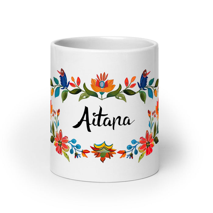 Aitana Exclusive Name Art Piece Home Office Work Coffee Mug Mexican Spanish Pride Gift Cup One-Of-A-Kind Calligraphy White Glossy Mug | A40 Mexicada